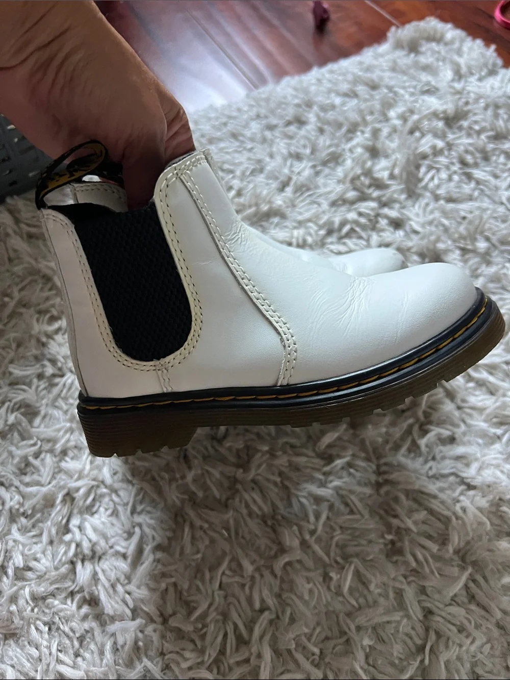 Dr. Martens White Leather Chelsea Ankle Booties